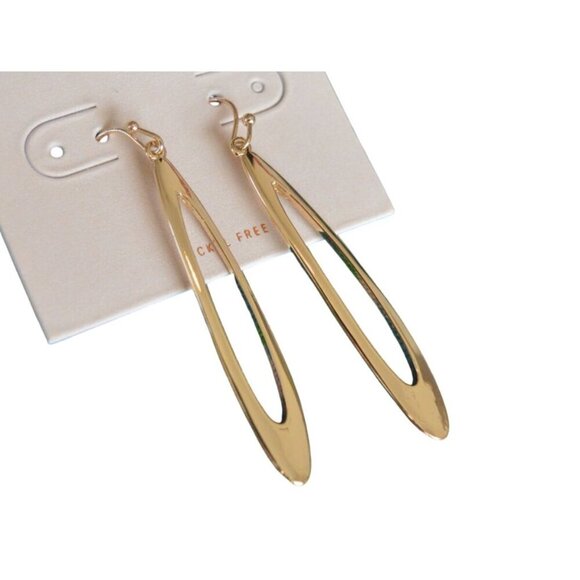 14th & Union Gold Tone Oval Drop Earrings Nickel Free Dangle Jewelry - Picture 2 of 5